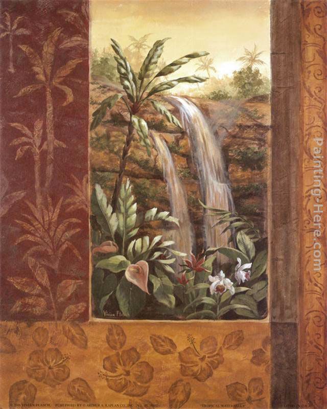 Tropical Waterfall I painting - Vivian Flasch Tropical Waterfall I art painting